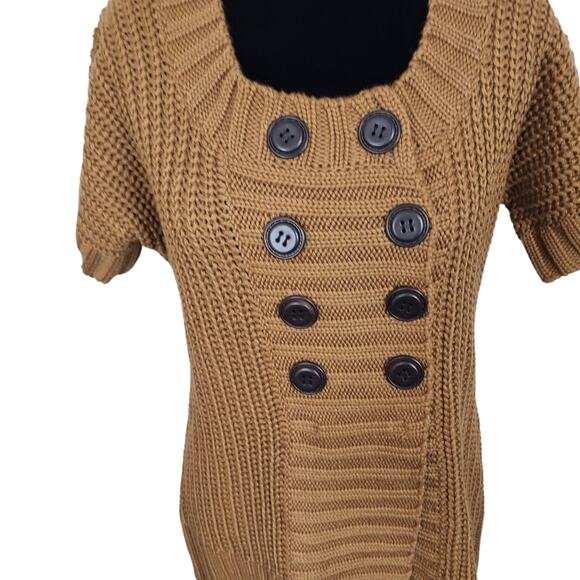 Soft Surroundings Sweater Women PS Brown Chunky Knit Wool Blend Double Buttons - Picture 8 of 12